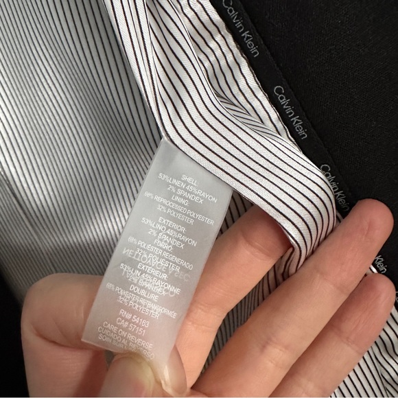 NWT Calvin Klein linen blend black suit blazer 6 - Picture 6 of 6